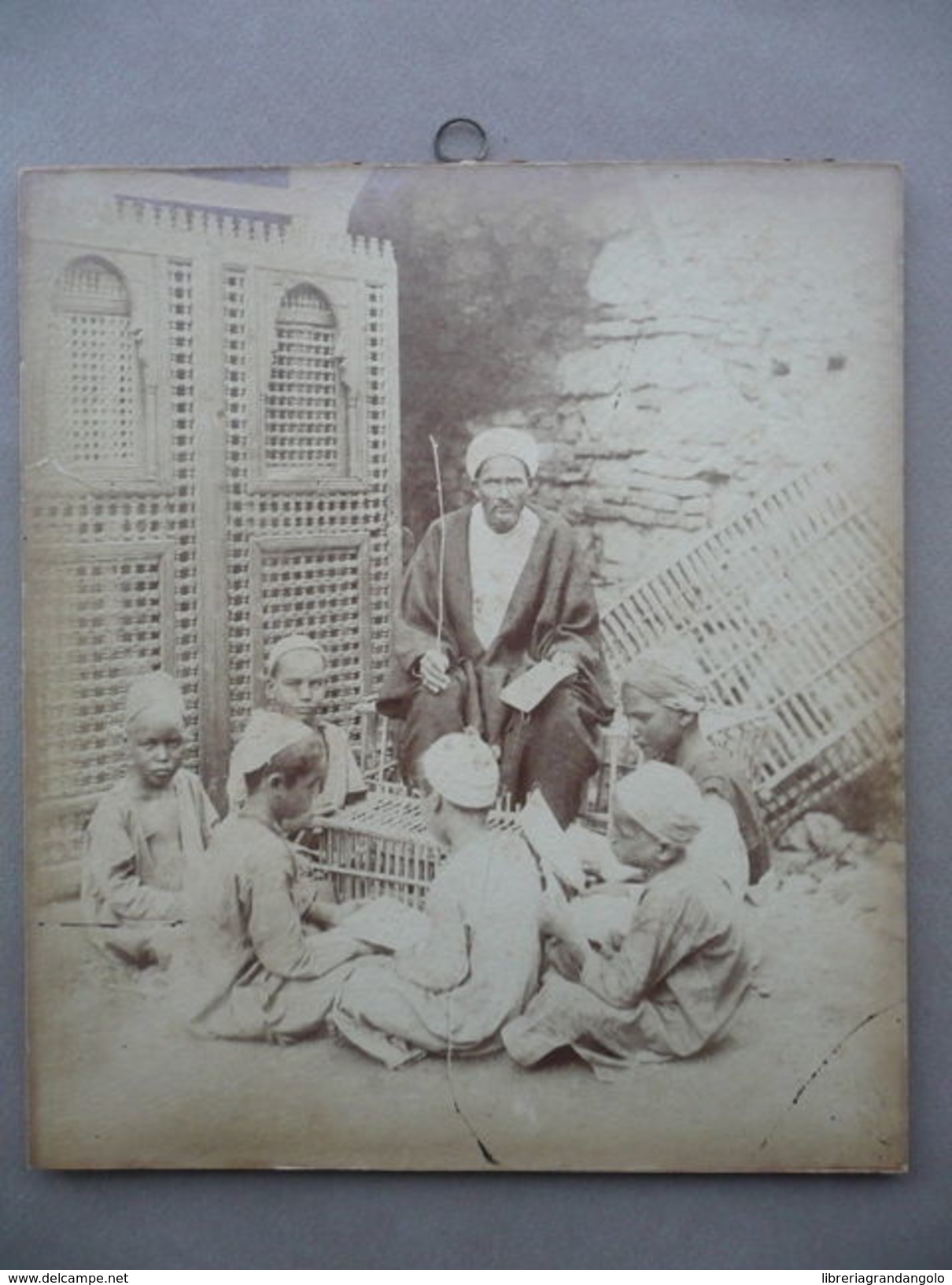 Grande Fotografia Scuola Arabi Maestro Alunni Animata Istruzione Ottocento 1880 - Altri & Non Classificati