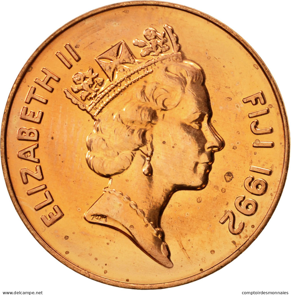 Monnaie, Fiji, Elizabeth II, 2 Cents, 1992, SUP, Copper Plated Zinc, KM:50a - Fidschi