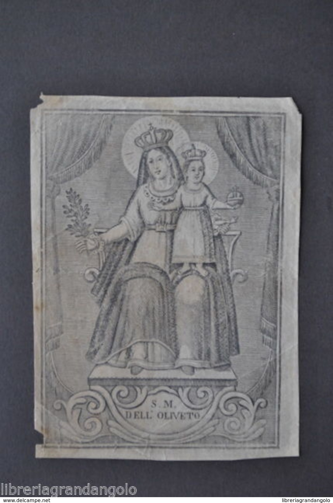 Incisione Agiografia Vergine Madonna Monte Oliveto Santino Siena Asciano 1800 - Altri & Non Classificati