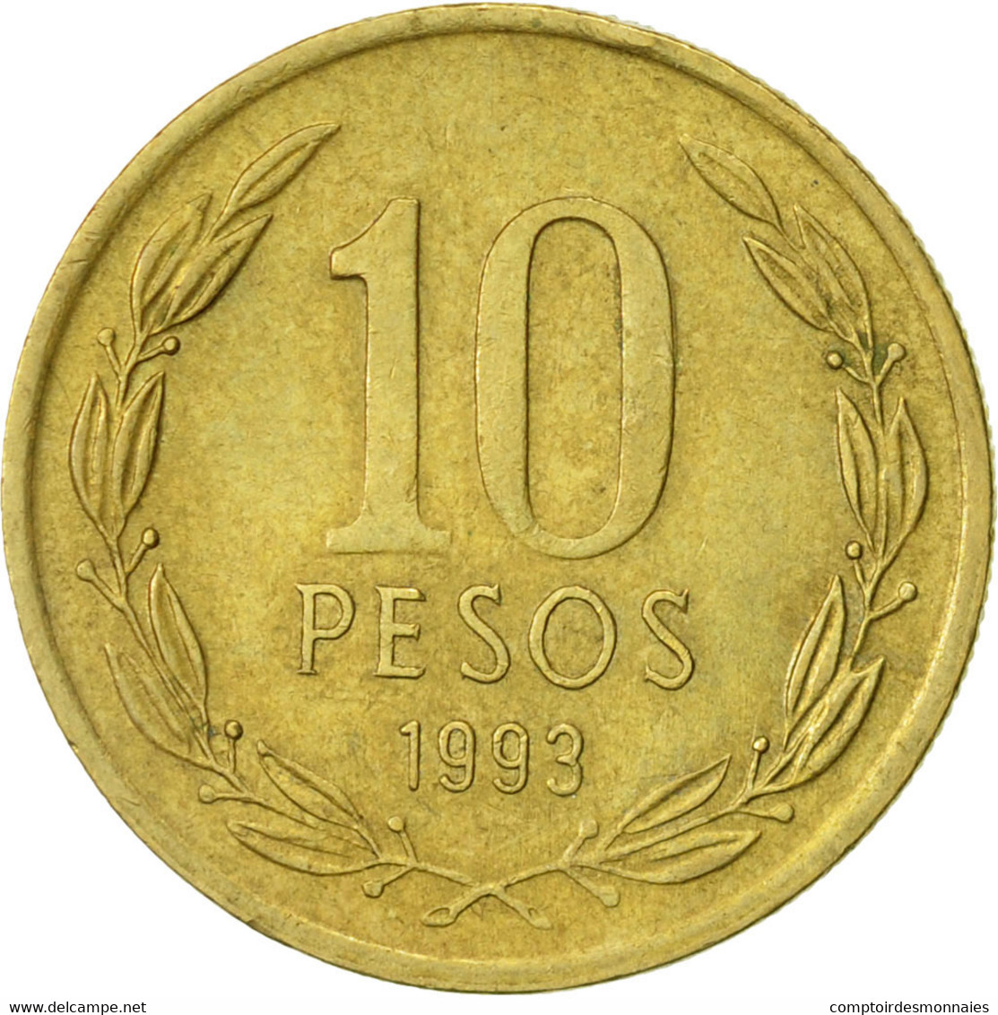 Monnaie, Chile, 10 Pesos, 1993, Santiago, TTB+, Aluminum-Bronze, KM:228.2 - Chili