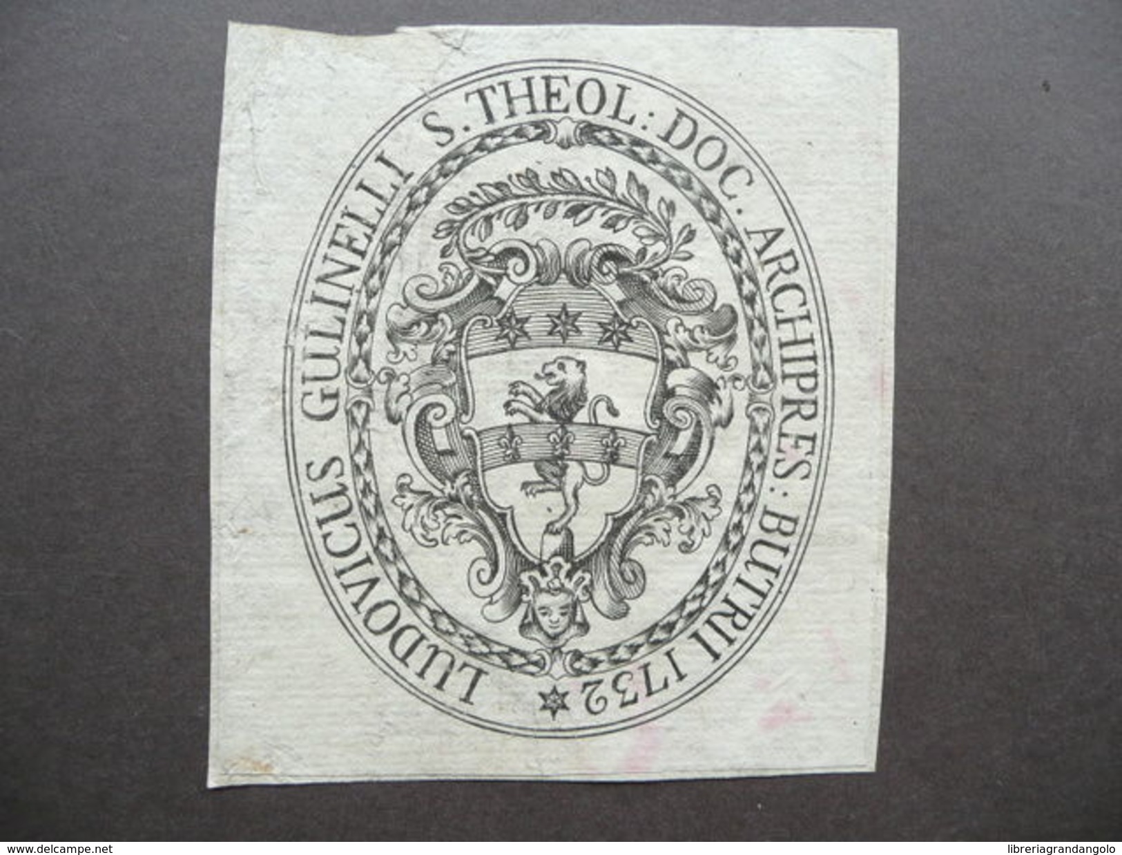 Araldica Ex Libris Gulinelli Ludovicus Archipret Butrii Budrio 1732 - Ex-libris