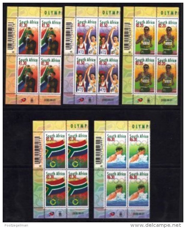 RSA, 2000, MNH Stamps In Control Blocks, MI 1280-1284, Olympic Games Sydney, X754 - Ungebraucht