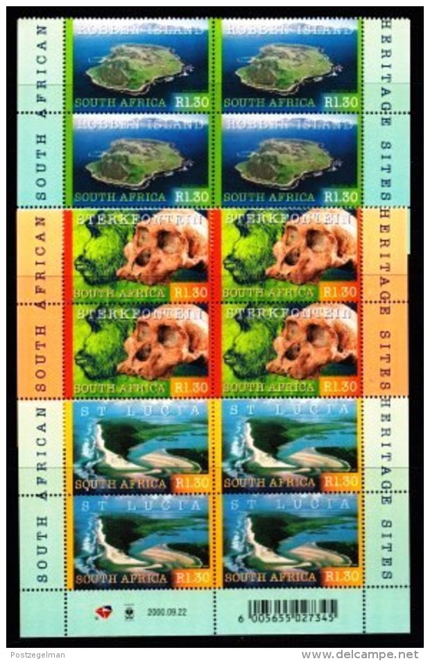 RSA, 2000, MNH Stamps In Control Blocks, MI 1286-1288, World Heritage Sites X756 - Unused Stamps