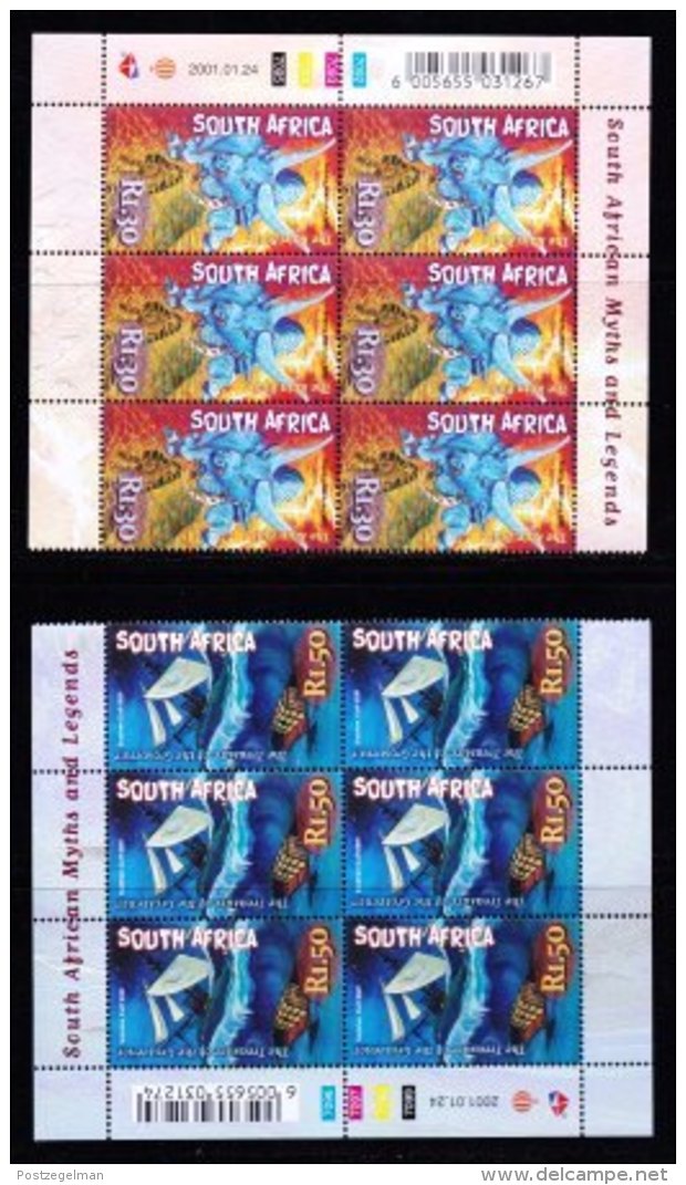 RSA, 2001, MNH Stamps In Control Blocks, MI 1342-1346, Myths &amp; Legends,  X766 - Neufs