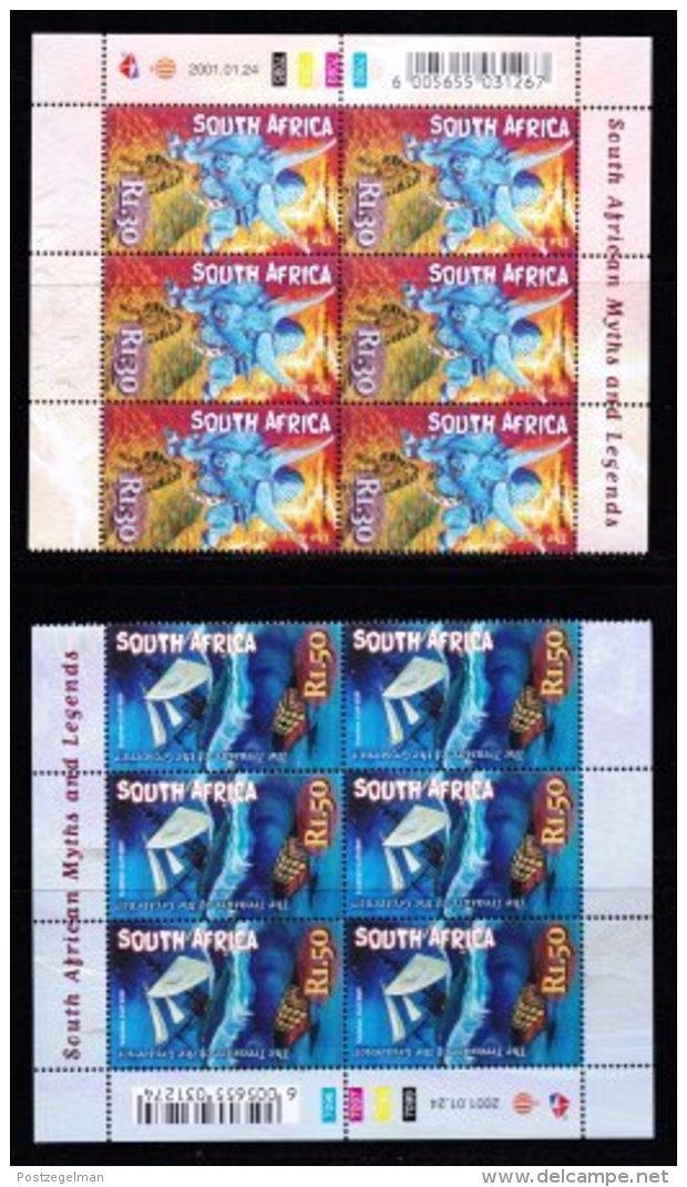 RSA, 2001, MNH Stamps In Control Blocks, MI 1342-1346, Myths &amp; Legends,  X766 - Ongebruikt