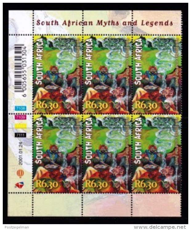 RSA, 2001, MNH Stamps In Control Blocks, MI 1342-1346, Myths &amp; Legends,  X766 - Ongebruikt