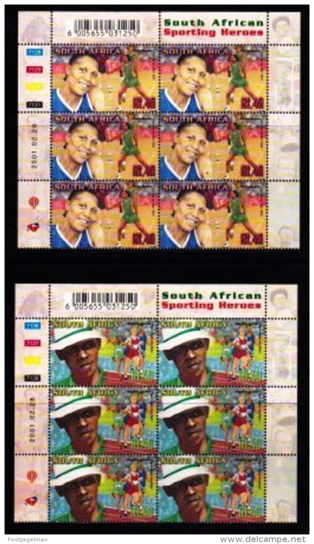 RSA, 2001, MNH Stamps In Control Blocks, MI 1348-1357, S.A. Sporting Heroes,  X765 - Unused Stamps