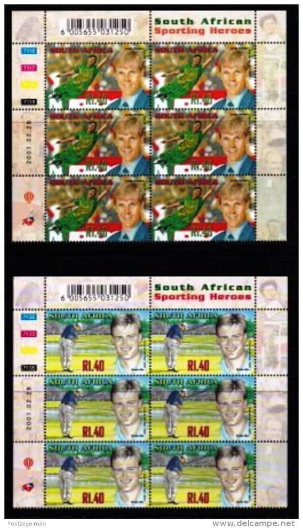 RSA, 2001, MNH Stamps In Control Blocks, MI 1348-1357, S.A. Sporting Heroes,  X765 - Unused Stamps