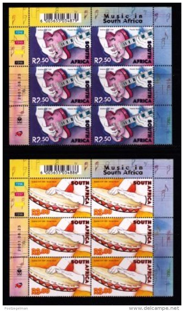 RSA, 2001, MNH Stamps In Control Blocks, MI 1434-1438, Music In South Africa ,  X678 - Neufs