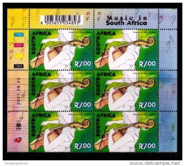 RSA, 2001, MNH Stamps In Control Blocks, MI 1434-1438, Music In South Africa ,  X678 - Unused Stamps