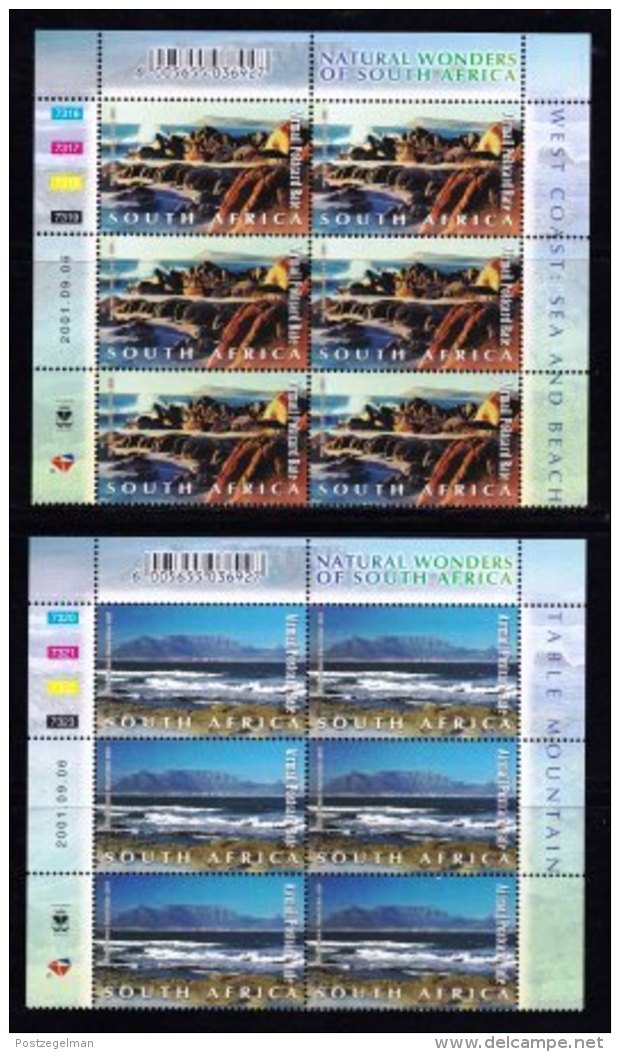 RSA, 2001, MNH Stamps In Control Blocks, MI 1439-1448, Tourism Natural Wonders ,  X679 - Unused Stamps