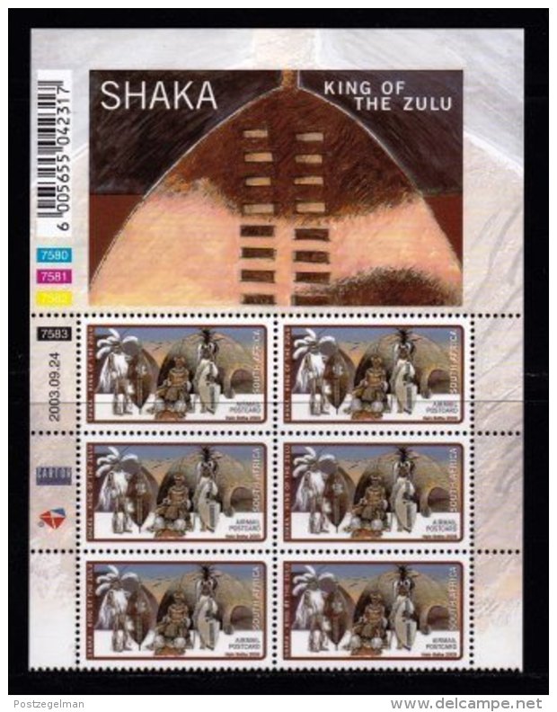 RSA, 2003, MNH Stamps In Control Blocks, MI 1569, Shaka King Of Zulus ,  X711 - Unused Stamps