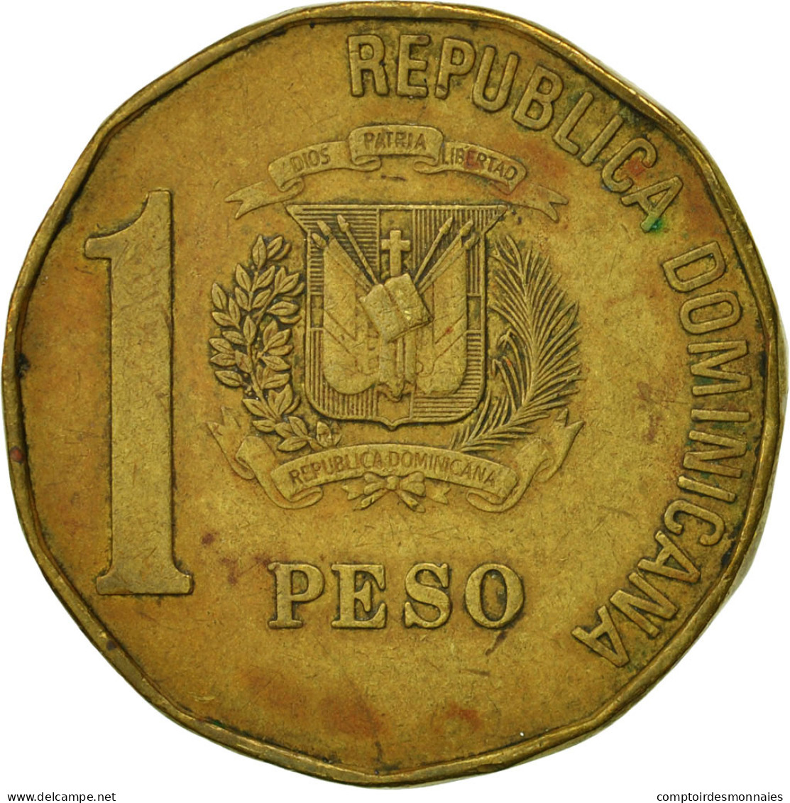 Monnaie, Dominican Republic, Peso, 1992, TB+, Laiton, KM:80.2 - Dominicana