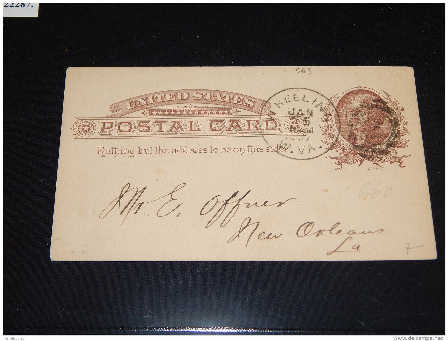 USA 1880's Wheeling Stationery Card_(L-563) - Briefe U. Dokumente