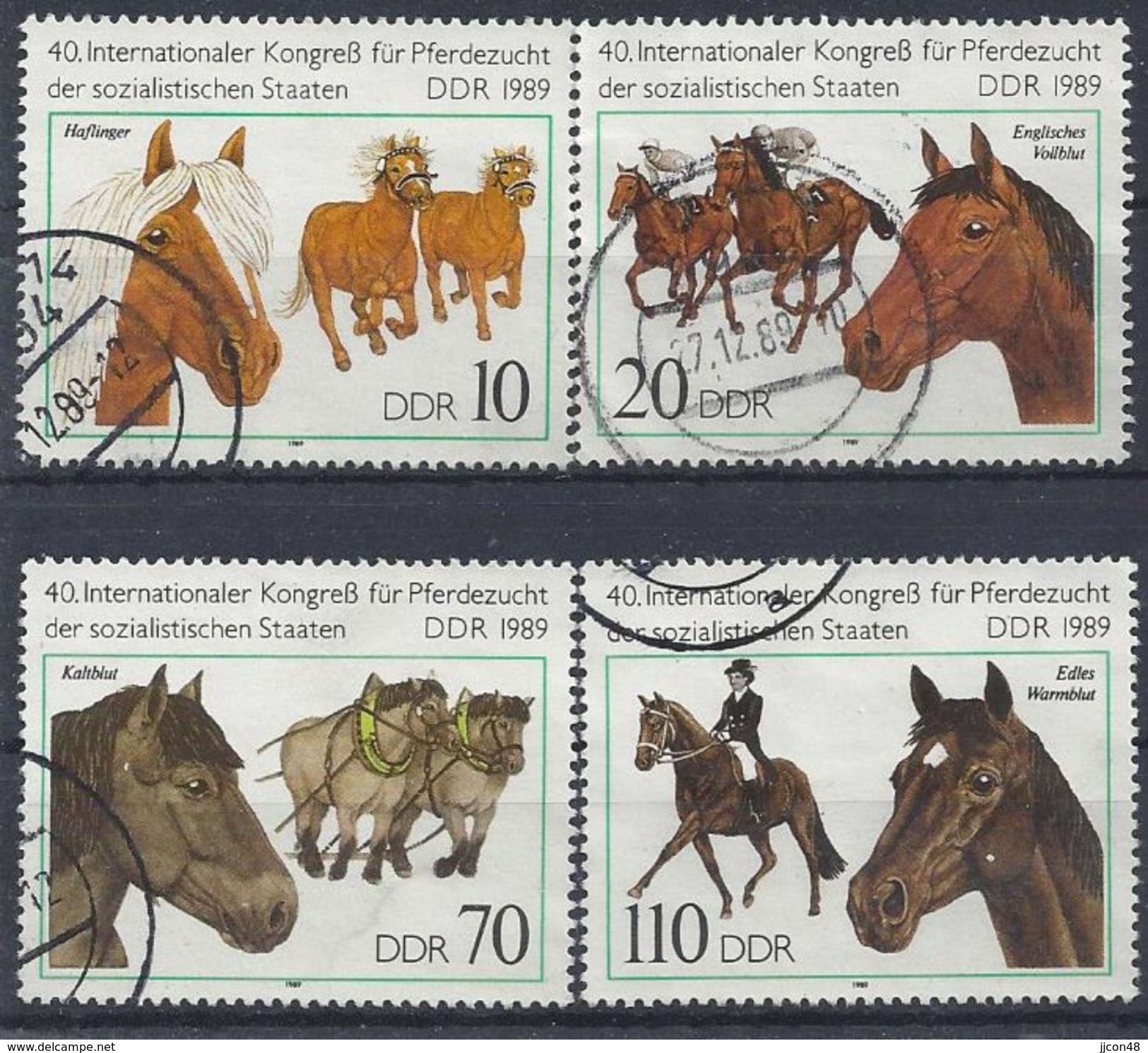 Germany (DDR) 1989 Kongress Fur Pferde (o) Mi.3261-3264 - Used Stamps