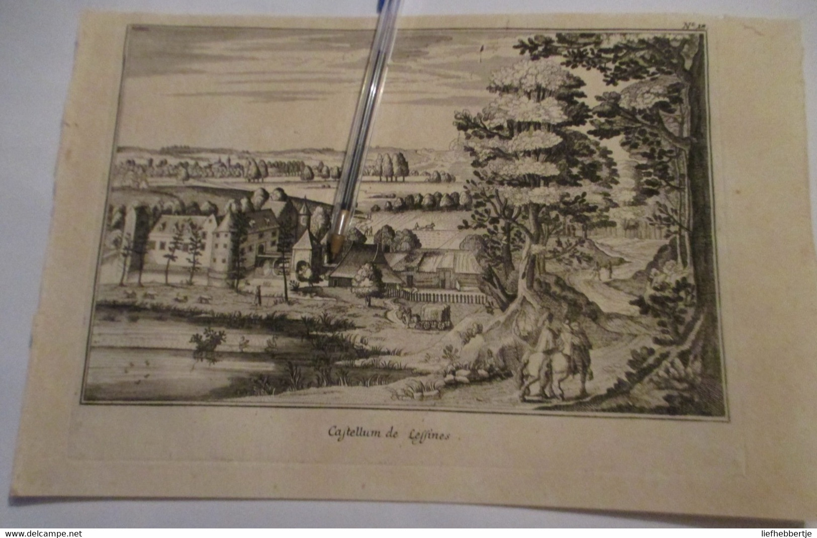 Lessen - Lessines - Het Kasteel :  Kaart Uit Sanderus 1735 - Cartes Topographiques