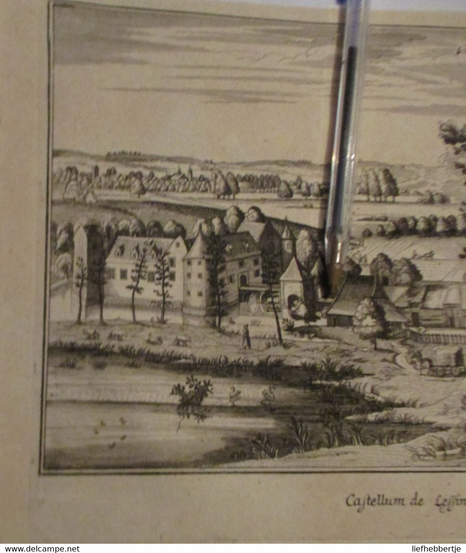 Lessen - Lessines - Het Kasteel :  Kaart Uit Sanderus 1735 - Cartes Topographiques