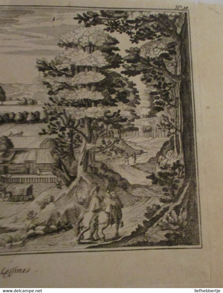 Lessen - Lessines - Het Kasteel :  Kaart Uit Sanderus 1735 - Cartes Topographiques