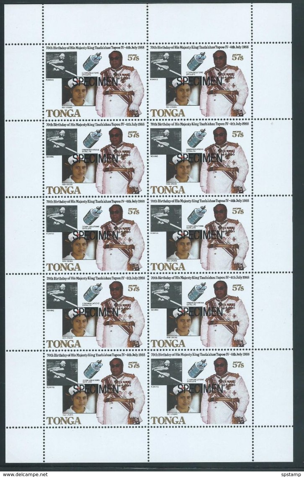 Tonga 1988 King's Birthday Set 4 X 10 In Full Sheets MNH Specimen Overprint - Tonga (1970-...)