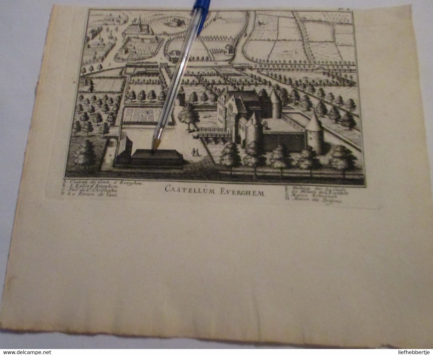 Evergem :  Kaart Uit Sanderus 1735 - Cartes Topographiques
