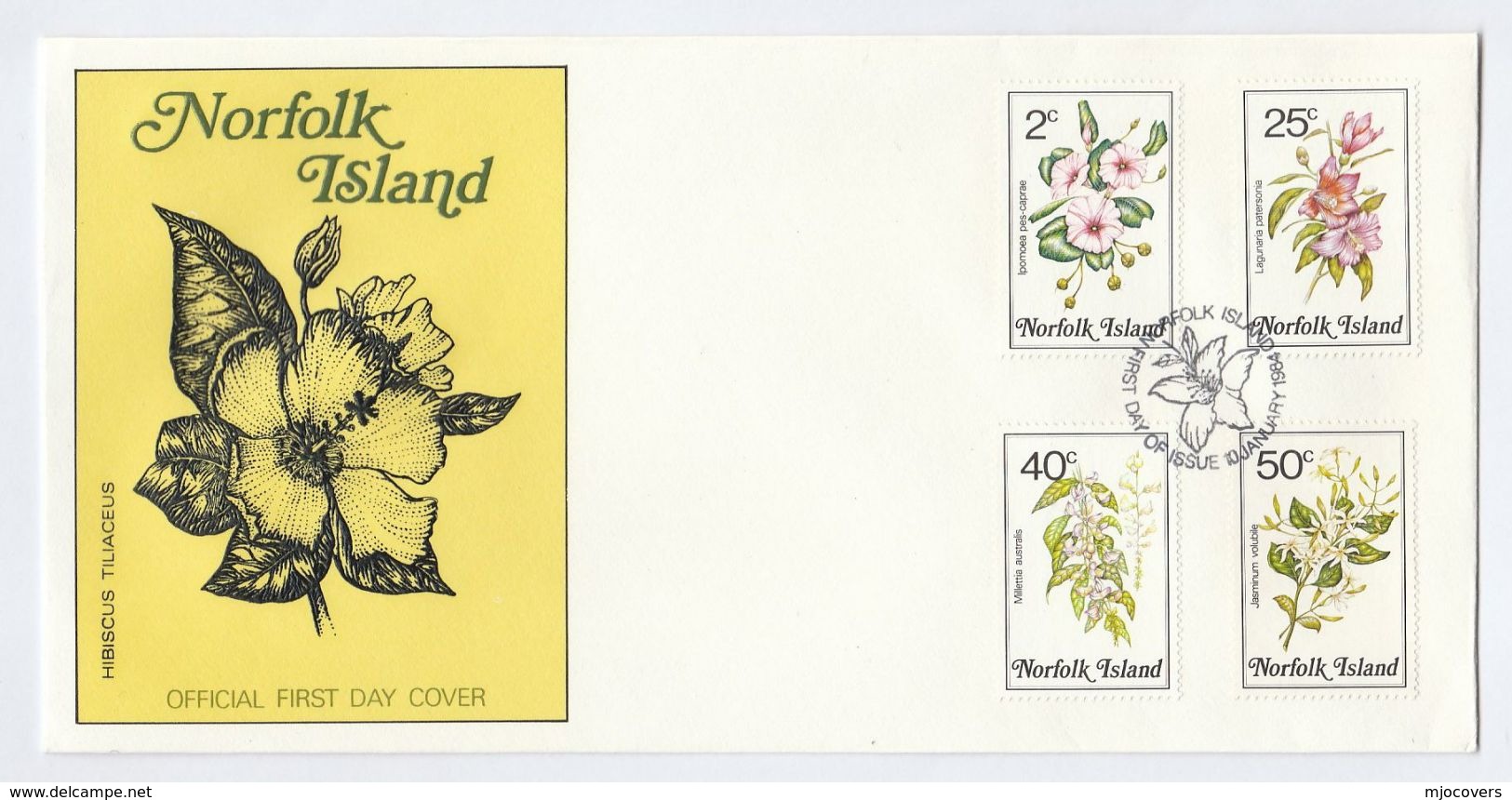 1984 NORFOLK ISLAND FDC Flower FLOWERS Cover Stamps - Norfolk Island