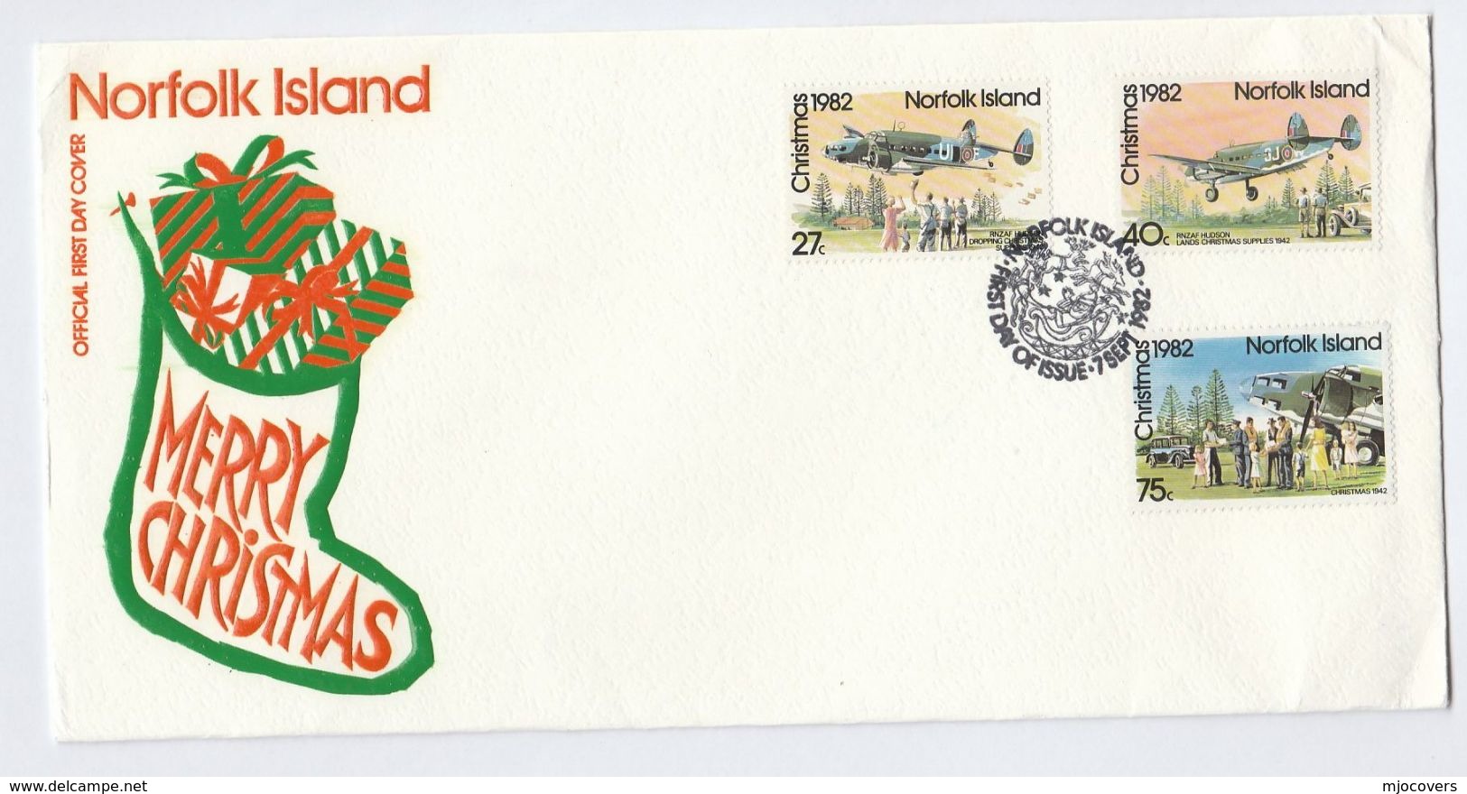 1982 Norfolk Island FDC RNZAF AIRCRAFT Christmas Cover Stamps Aviation Flight - Airplanes