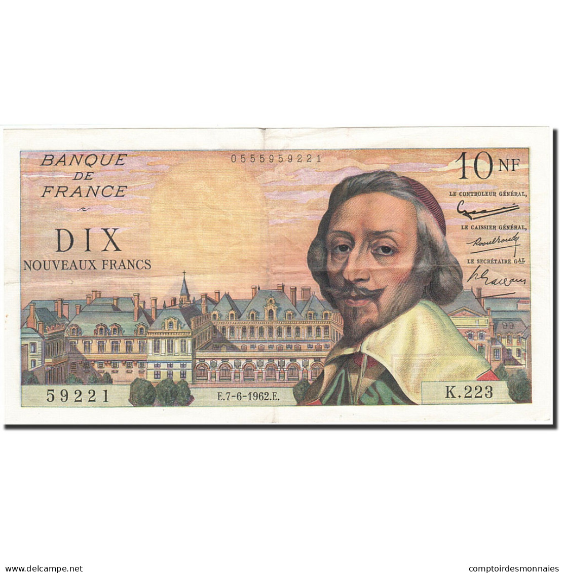 Billet, France, 10 Nouveaux Francs, 1959, 1962-06-07, TTB, Fayette:57.19 - 10 NF 1959-1963 ''Richelieu''