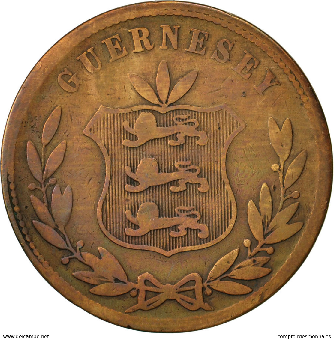 Monnaie, Guernsey, 8 Doubles, 1864, Heaton, Birmingham, TB, Bronze, KM:7 - Guernsey