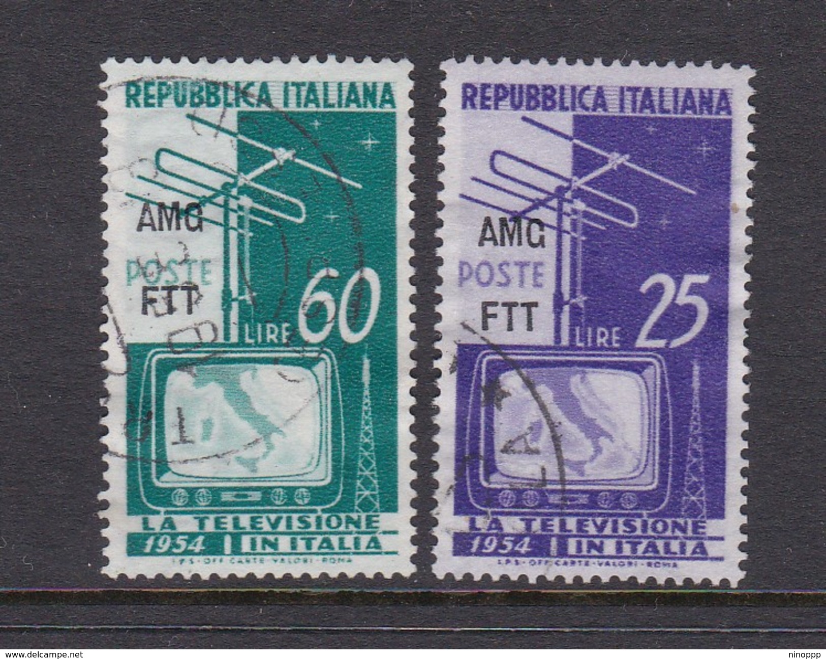 Trieste Allied Military Government S 196-197 1954 Television, Used - Used