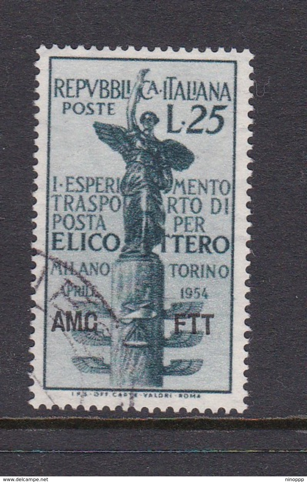 Trieste Allied Military Government S 199 1954 Milan-Turin Helicopter Flight Mail, Used - Used