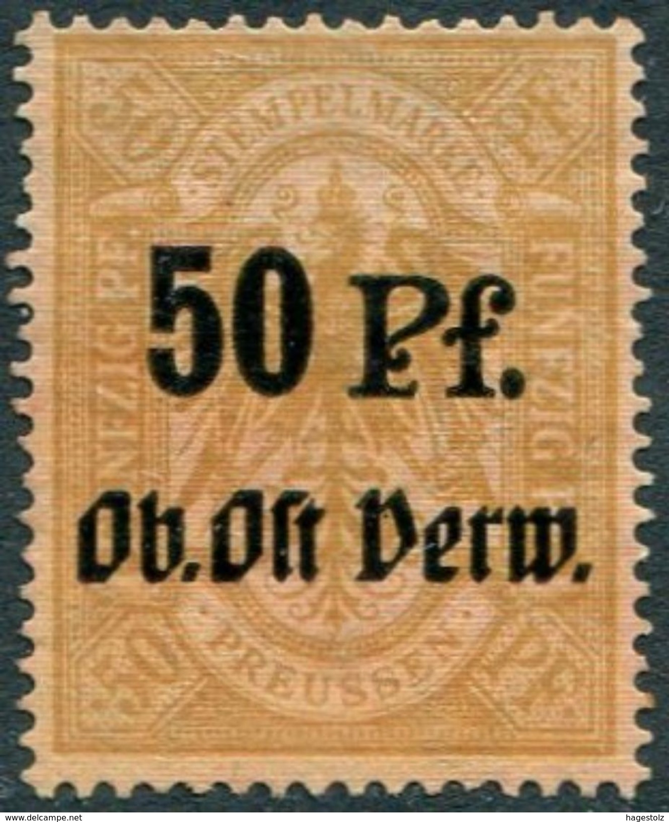 WW1 Germany Occupation Russia Baltic 1915 Deutsche Besetzung Litauen Kurland OB. OST VERW. 50 Pf. Revenue Stempelmarke - Occupation 1914-18