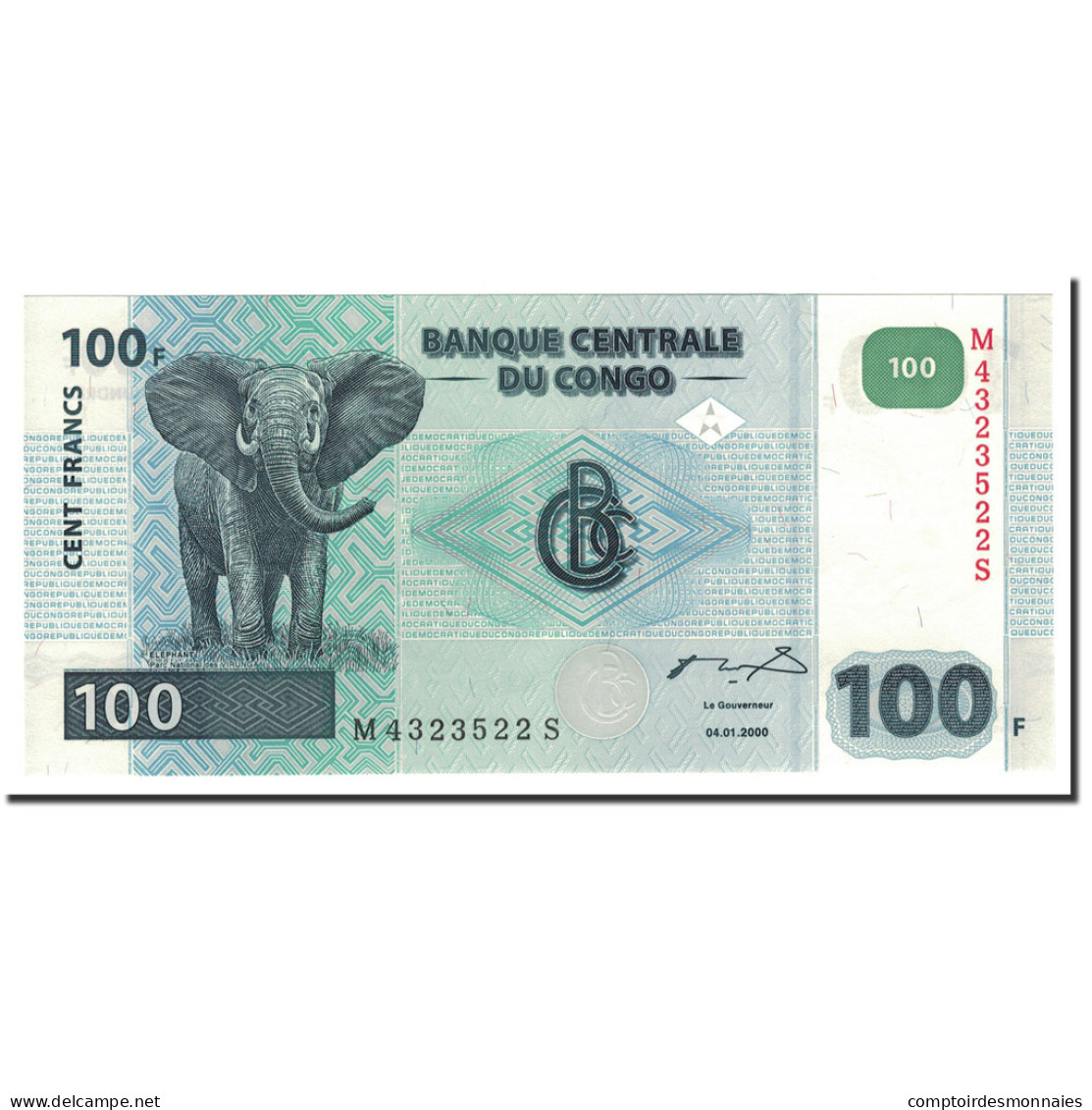 Billet, Congo Democratic Republic, 100 Francs, 2000, 2000-01-04, KM:92a, NEUF - República Del Congo (Congo Brazzaville)