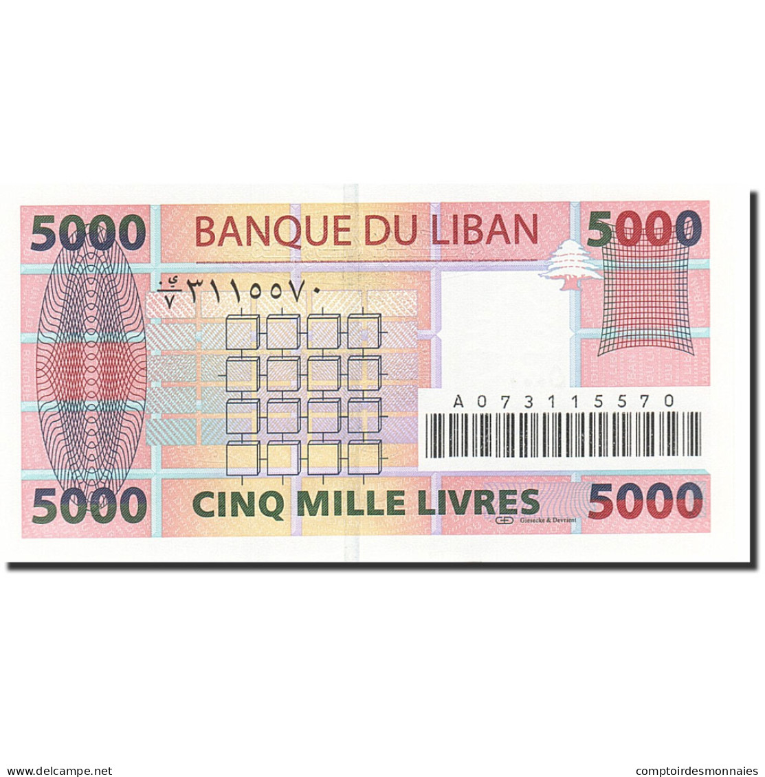 Billet, Lebanon, 5000 Livres, 2004, 2004, KM:85a, NEUF - Líbano