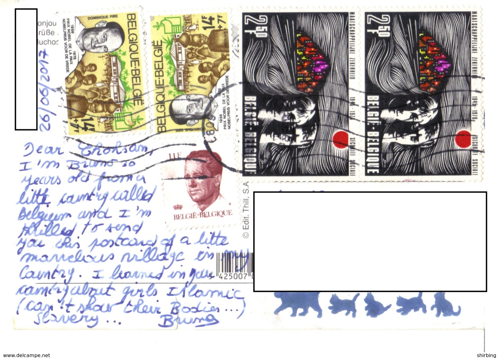 21B :Belgium Beautiful Art And Personality Stamps Used On Durbuy Postcard - Covers & Documents