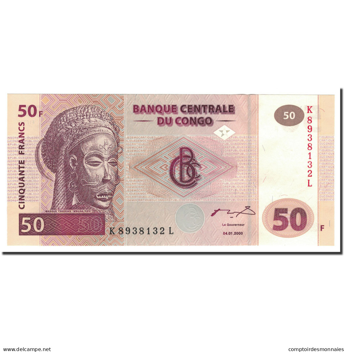 Billet, Congo Democratic Republic, 50 Francs, 2000, 2000-01-04, KM:91a, NEUF - Republik Kongo (Kongo-Brazzaville)