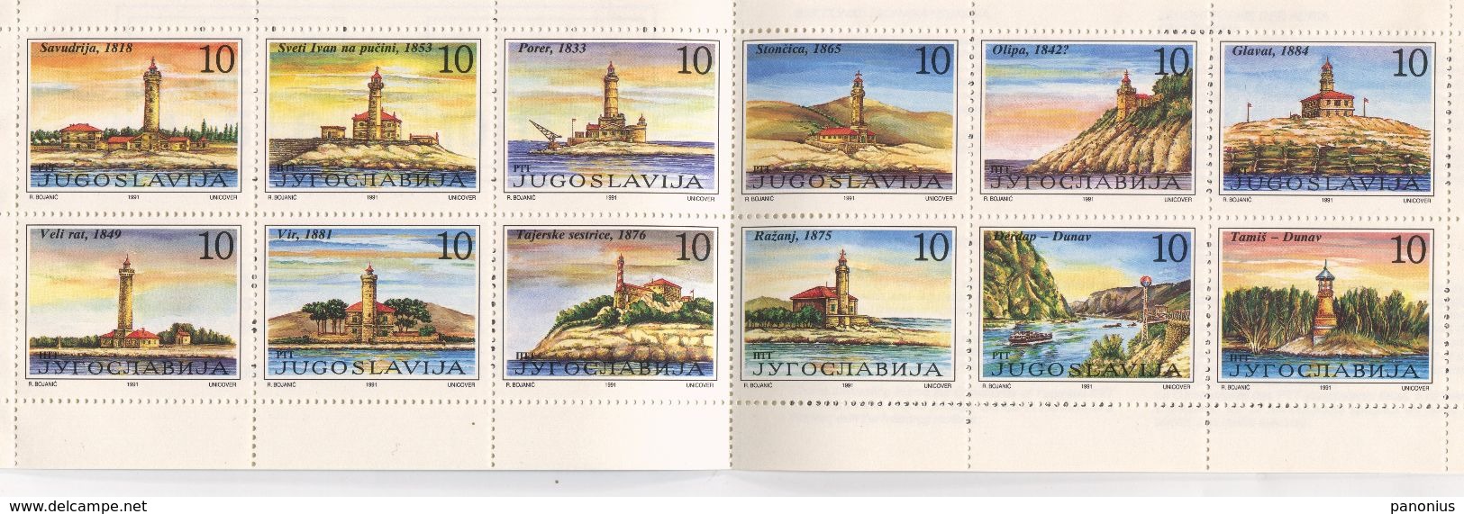 LIGHTHOUSES OF THE ADRIATIC SEA & THE DANUBE, BOOKLET YUGOSLAVIA - Postzegelboekjes