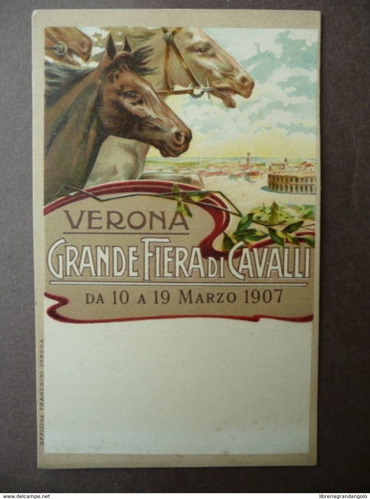 Cartolina Fiera Cavalli Verona Marzo 1907 Cromolitografia Equitazione Ippologia - Altri & Non Classificati