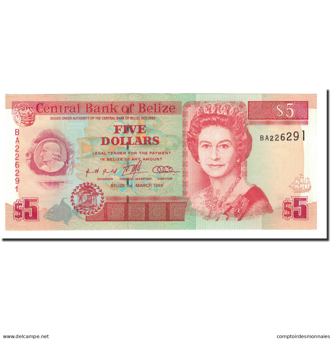 Billet, Belize, 5 Dollars, 1996, 1996-03-01, KM:58, NEUF - Belize