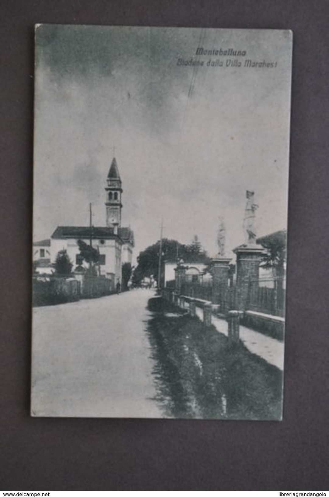 Cartolina Treviso Montebelluna Biadene Dalla Villa Marchesi Chiesa 1917 - Treviso