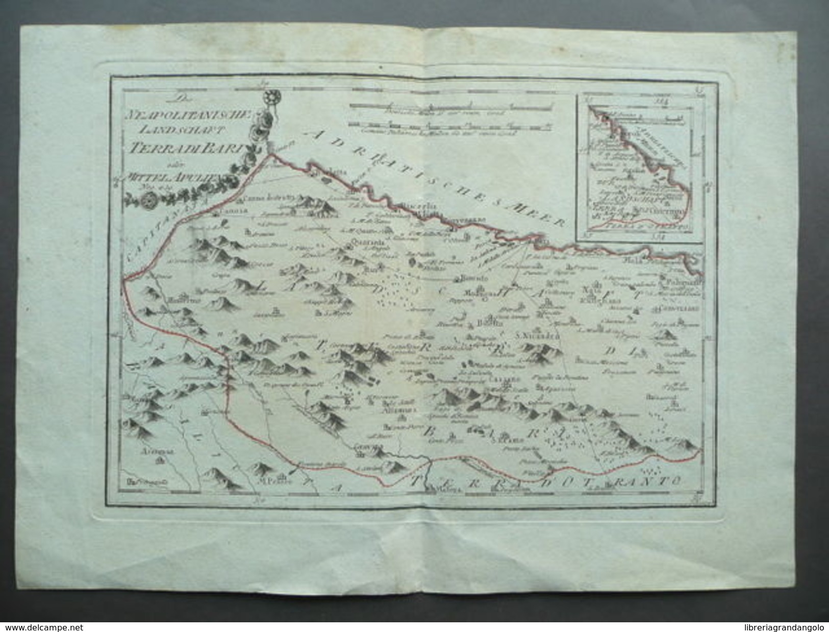 Carta Geografica Terra Bari Neapolitanische Landschaft Tedesco Italiano 1700 - Altri & Non Classificati