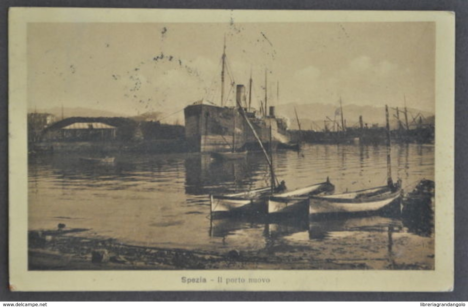 Cartolina Liguria Spezia Porto Nuovo Mare Barche 1920 - La Spezia