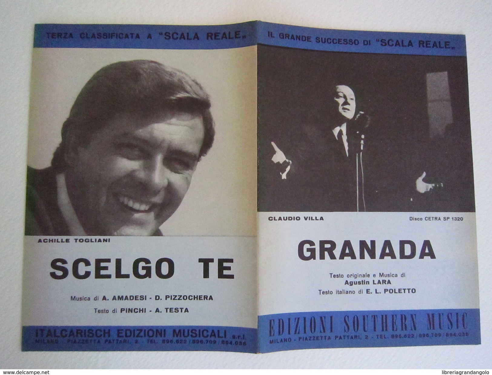 Spartiti Musica Claudio Villa Granada Togliani Scelgo Te 1954 Gualdi Caselli - Sin Clasificación