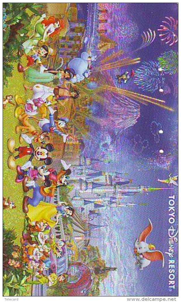 Télécarte Métal Argent Japon DISNEY * MF-1000947 * PINOCCHIO SNOW WHITE MERMAID (4735) Eléphant Sirène * Japan Phonecard - Disney