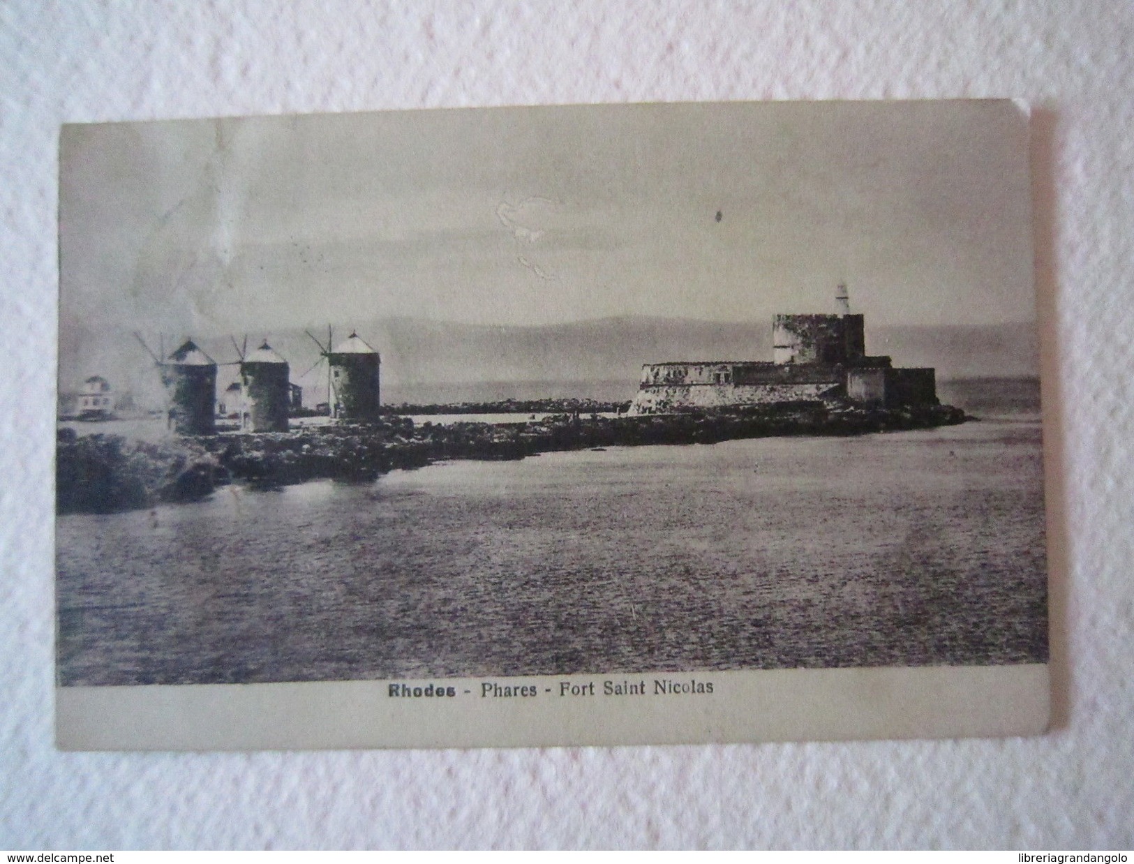 Cartolina Locale 1921 Rhodes Grecia Rodi Egeo Phares Fort Saint Nicolas - Non Classificati