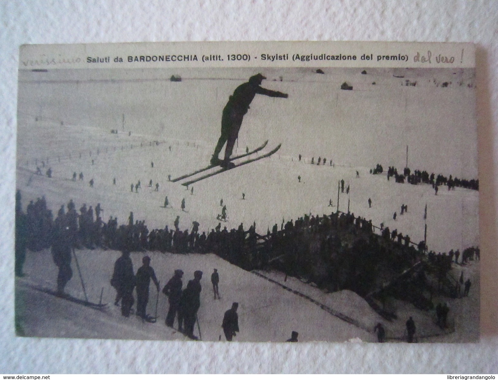 Foto Cartolina Locale 1924 Piemonte Torino Bardinecchia Skyisti Sci Animata - Altri & Non Classificati