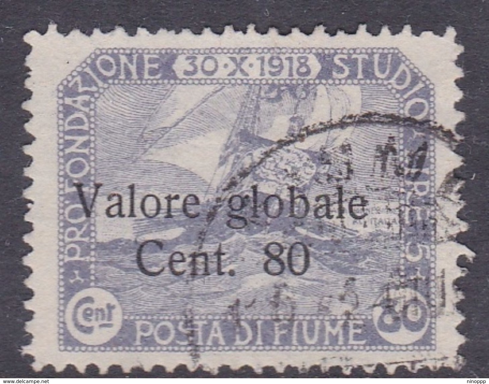 Fiume S106  1920 Pro Fondazione Studio Stamps Surcharged, Bold Letters, 80c On 80c Lilac Used - Fiume