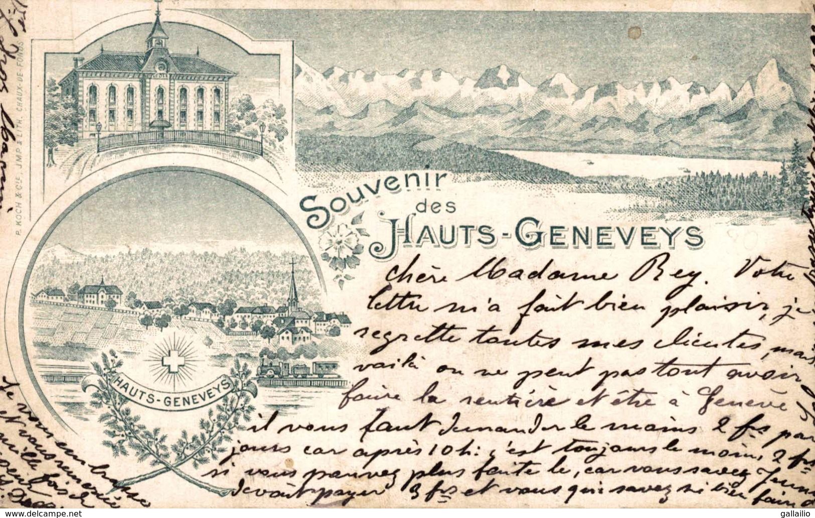 SUISSE SOUVENIR DES HAUTS GENEVEYS - Geneveys