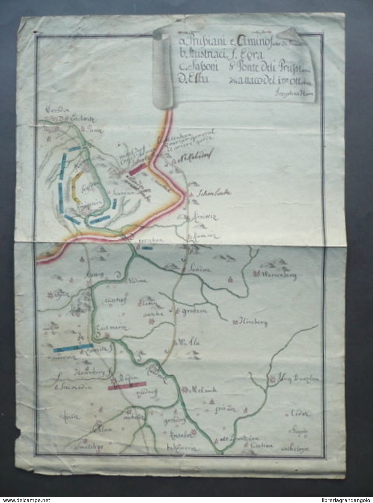 Mappa Battaglia Disegno Acquarello Attacco Primo Ottobre Dresda Josephus Ham - Altri & Non Classificati