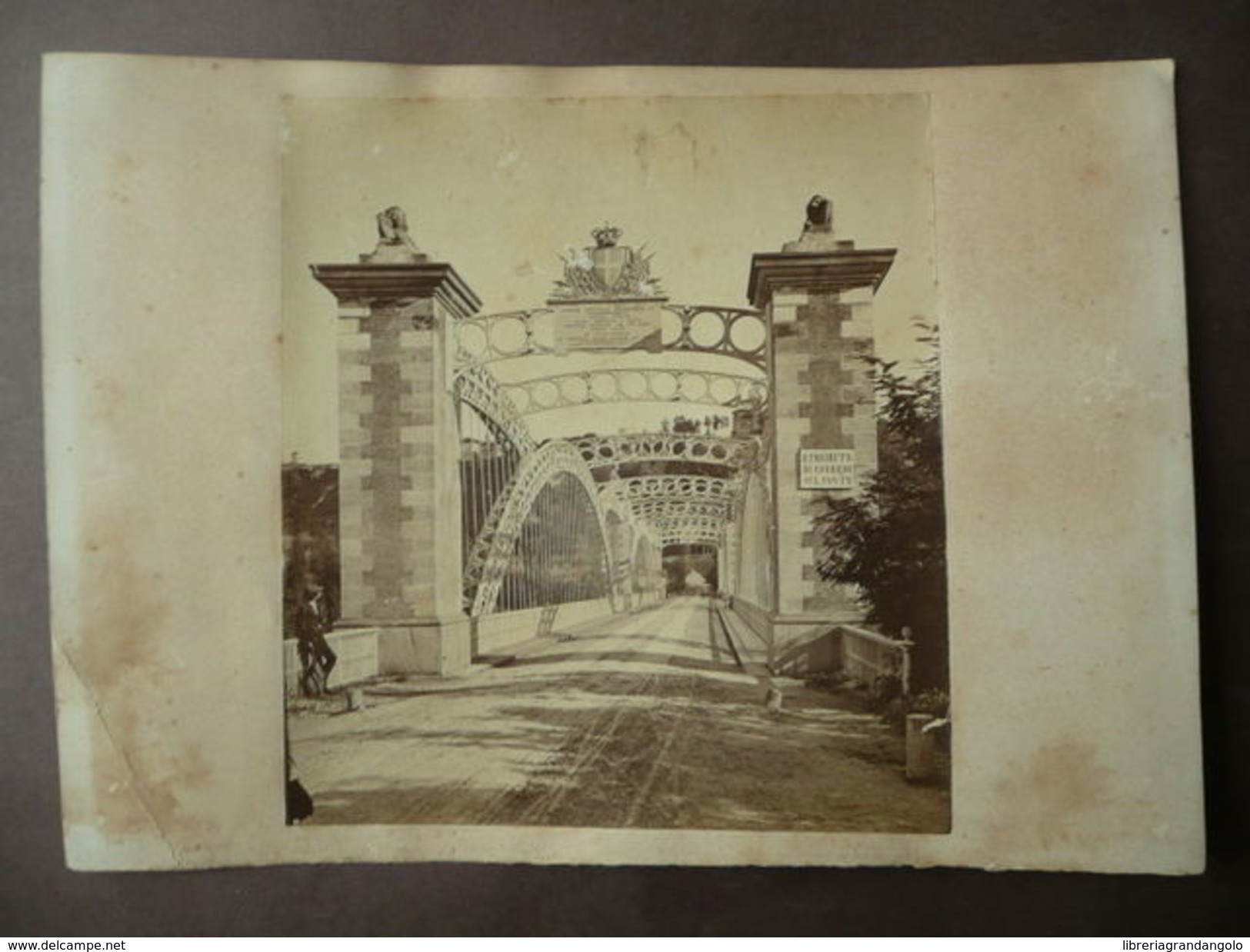 Grande Fotografia Antica Ponte Vittorio Emanuele Ingegnere F. Giordano 1858 - Altri & Non Classificati