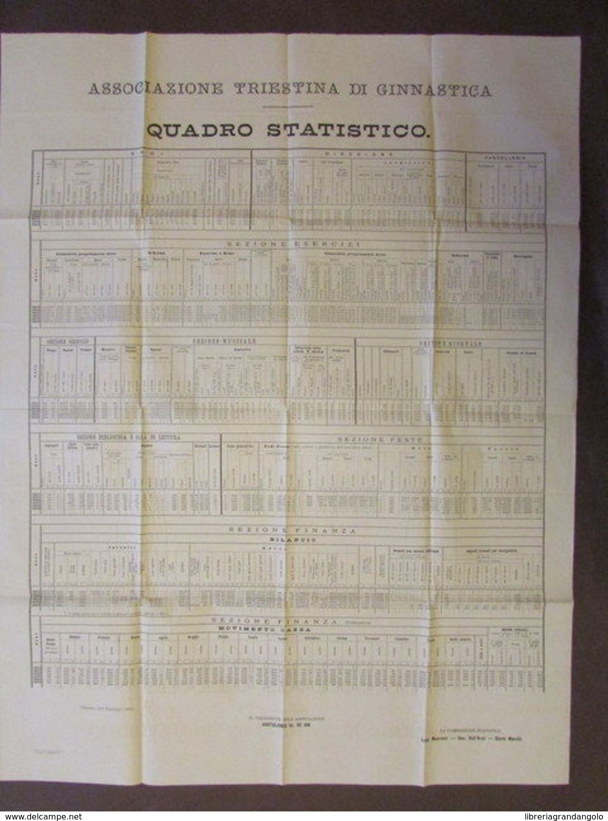 Grande Manifesto Quadro Statistico Associazione Triestina Ginnastica 1880 - Non Classificati